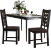 Rustic brown dining chair set of 2 with ergonomic backrest and rubber wood frame, perfect for kitchen or dining areas.