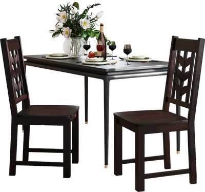 Costway Set of 2 Kitchen Side Dining Chairs Rubber Wood Frame Rustic Brown 681952743 New