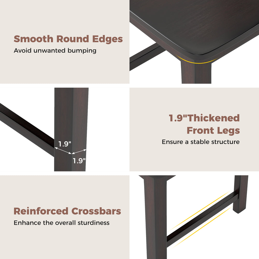 Detail of the Kitchen Side Dining Chair showing smooth round edges, 1.9" thickened legs, and reinforced crossbars for.