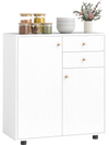 White kitchen sideboard buffet cabinet with a practical countertop, perfect for organizing kitchen essentials and decor.