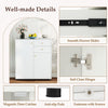 Close-up of the Kitchen Sideboard Buffet Cabinet features, showcasing smooth drawer slides and soft close hinges for.