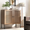 Kitchen Sideboard with 2 Rattan Doors and Adjustable Shelf-Natural - Gallery View 1 of 10