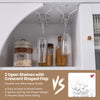 Kitchen sideboard with double-row wine glass holder, white finish, featuring open shelves for easy access and storage.