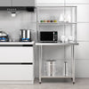 Stainless steel overshelf with adjustable lower shelf, ideal for kitchen organization and durability.