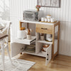 Kitchen storage cabinet with pull-out shelf, drawer, and 2 doors in white, perfect for organizing kitchen essentials.