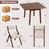 Expandable dining table set with two upholstered folding chairs, featuring solid rubber wood legs and hidden storage.