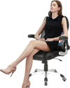 Kneading massage office chair in black with adjustable headrest, curved backrest, and 360° swivel for comfort.