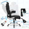 Kneading massage office chair in black with adjustable headrest, 360° rotation, and relaxing rocking function.