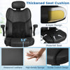 Kneading massage office chair with adjustable headrest, thick waterfall seat, and waterproof leather for comfort.
