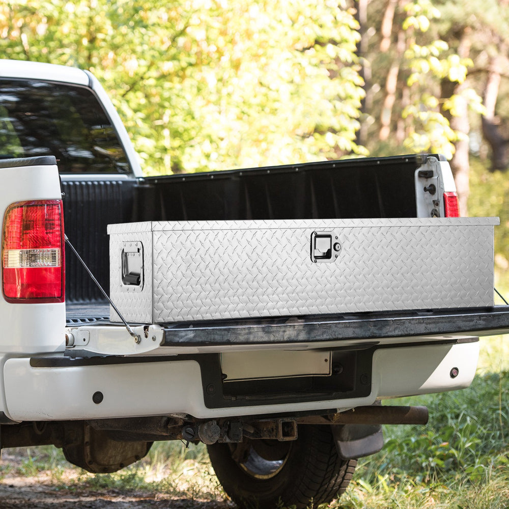 Vevor Truck Bed Tool Box 48"x15"x15" Heavy Duty Aluminum Diamond Plate with Lock Silver New