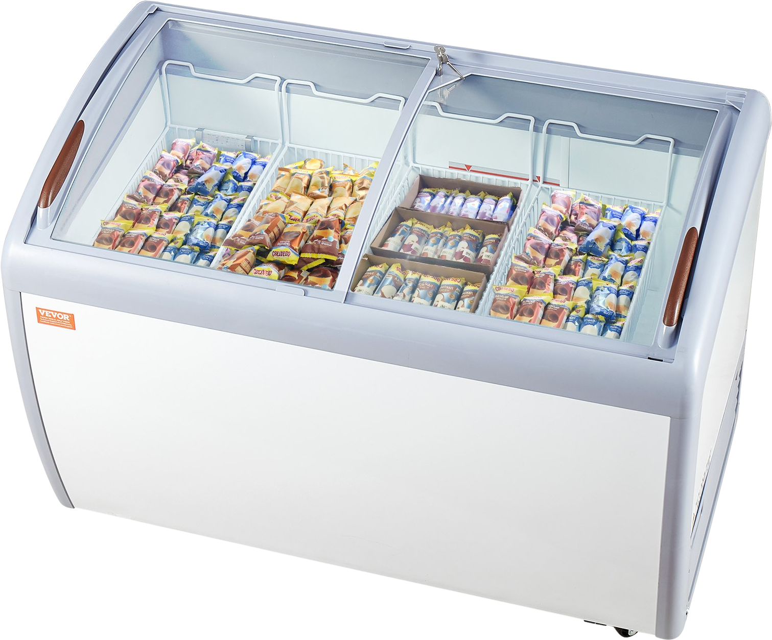 Vevor Ice Cream Display Commercial Freezer 12.8 Cu. Ft. with 4 Wire Baskets and Sliding Glass Doors New