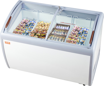Vevor Ice Cream Display Commercial Freezer 12.8 Cu. Ft. with 4 Wire Baskets and Sliding Glass Doors New