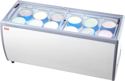 Vevor Ice Cream Display Commercial Freezer 20 Cu. Ft. Holds 12 Tubs with Sliding Glass Doors New