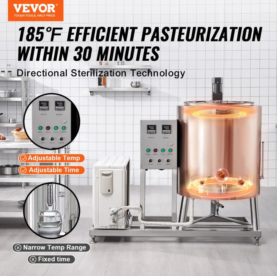 Vevor Commercial Milk Pasteurizer 40 Gal Stainless Steel New