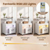 LED nightstand with remote control, featuring white, natural, and warm yellow lights for versatile bedside use.