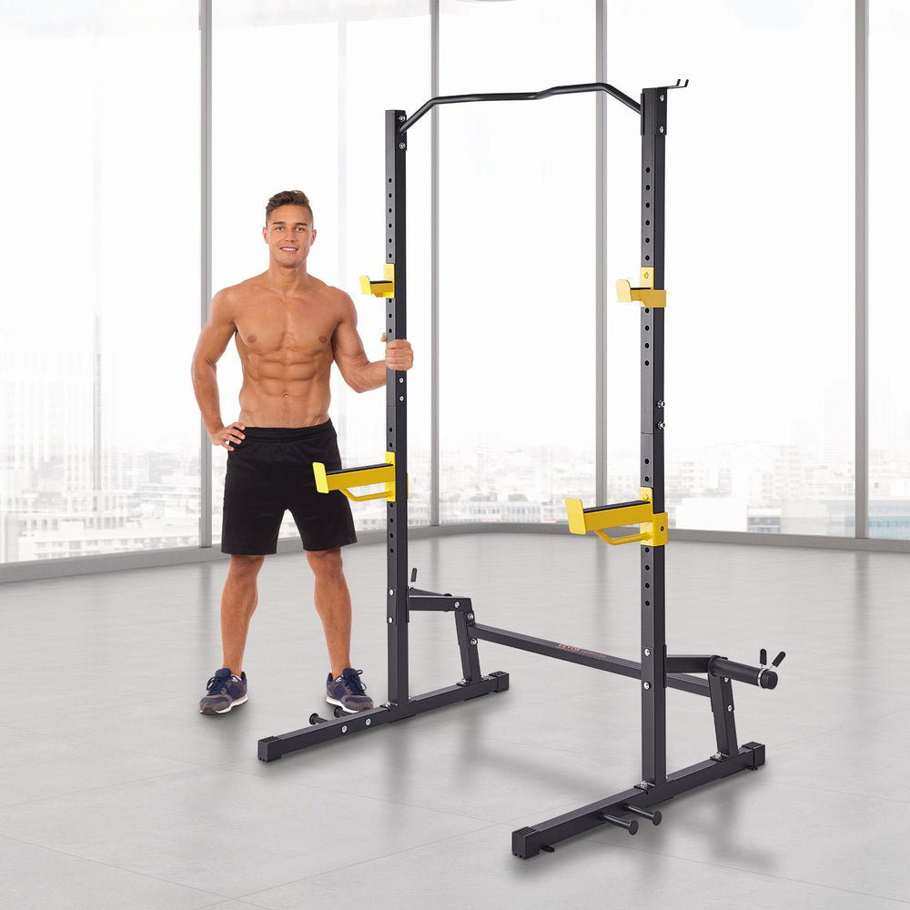 Vevor Squat Stand Power Rack Adjustable with Pull Up Bar and Weight Plate Storage New