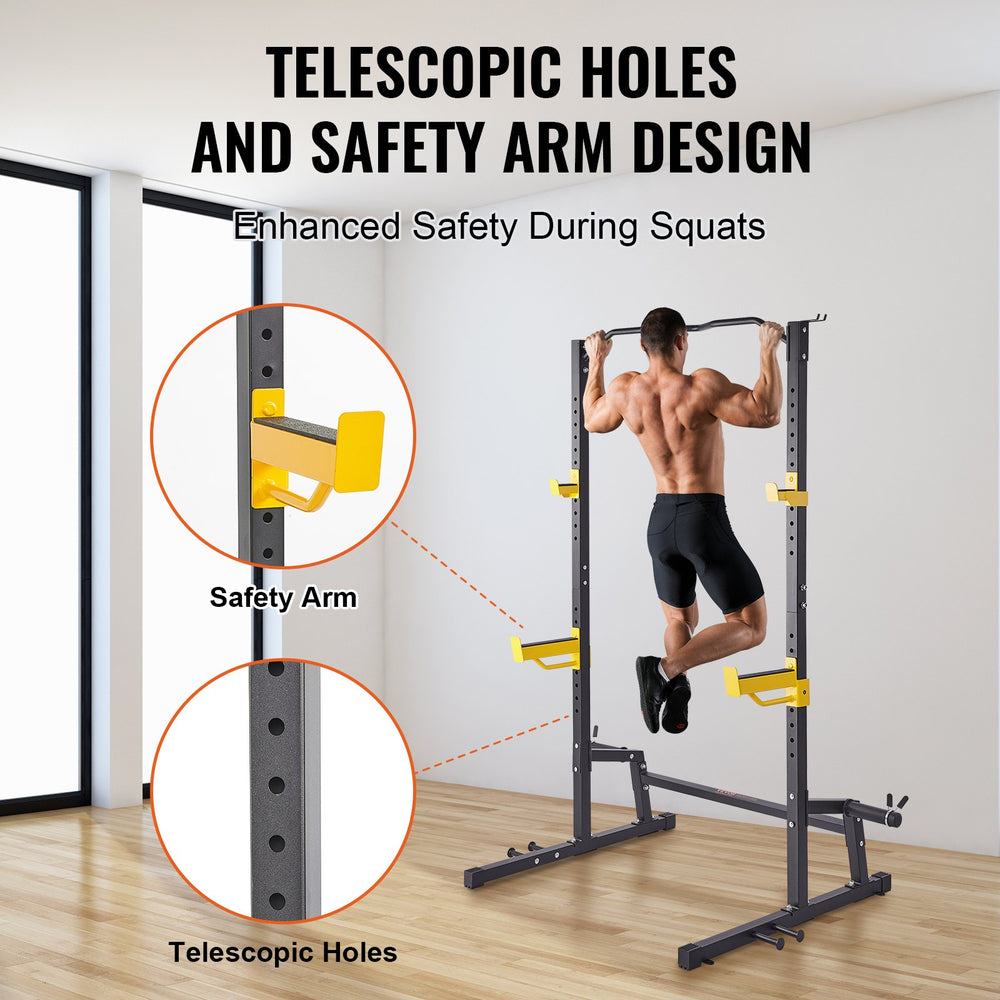 Vevor Squat Stand Power Rack Adjustable with Pull Up Bar and Weight Plate Storage New