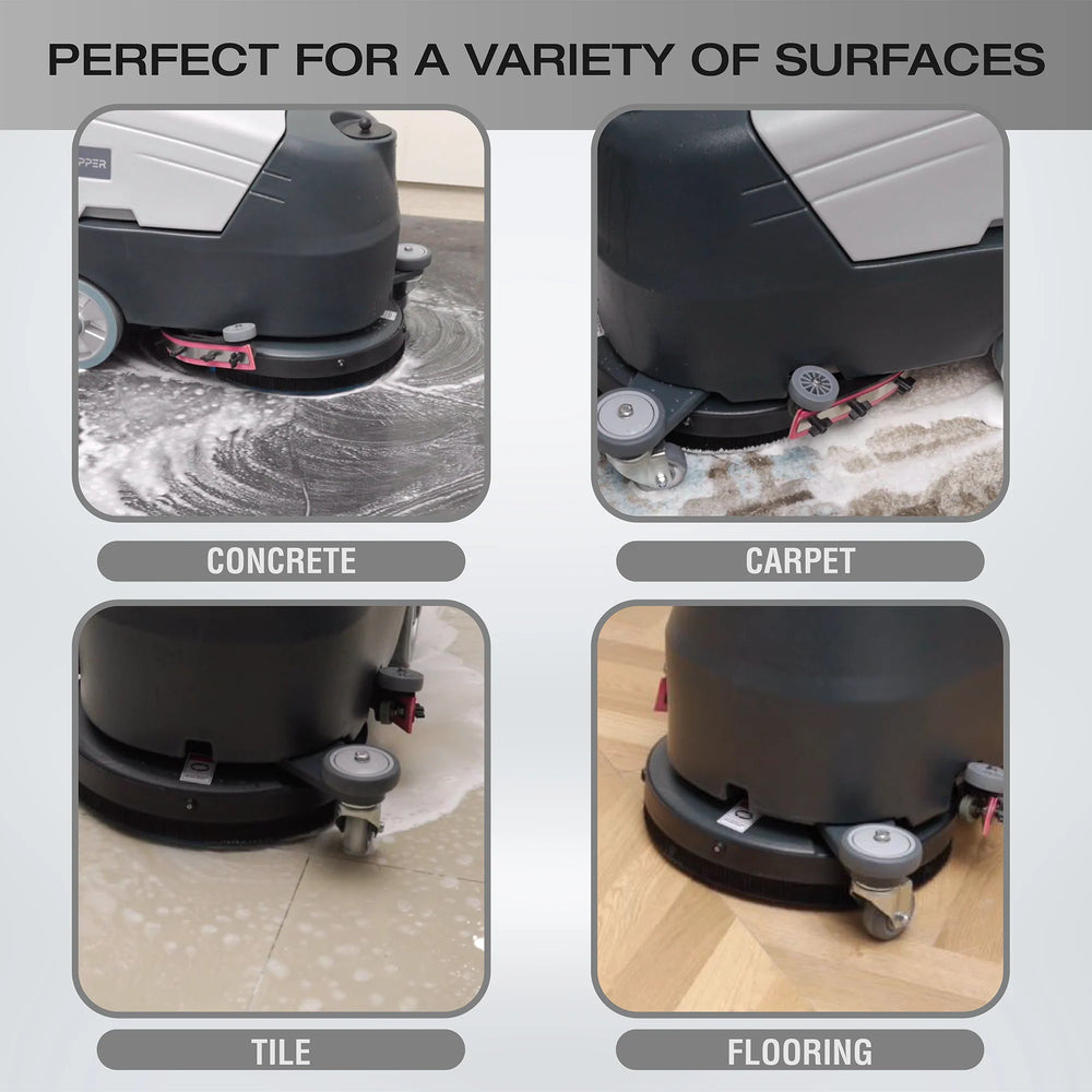 Dapper Supply Floor Scrubber Walk-Behind 16" Brush 21.5" Squeegee with 3 Scrubbing Pads New