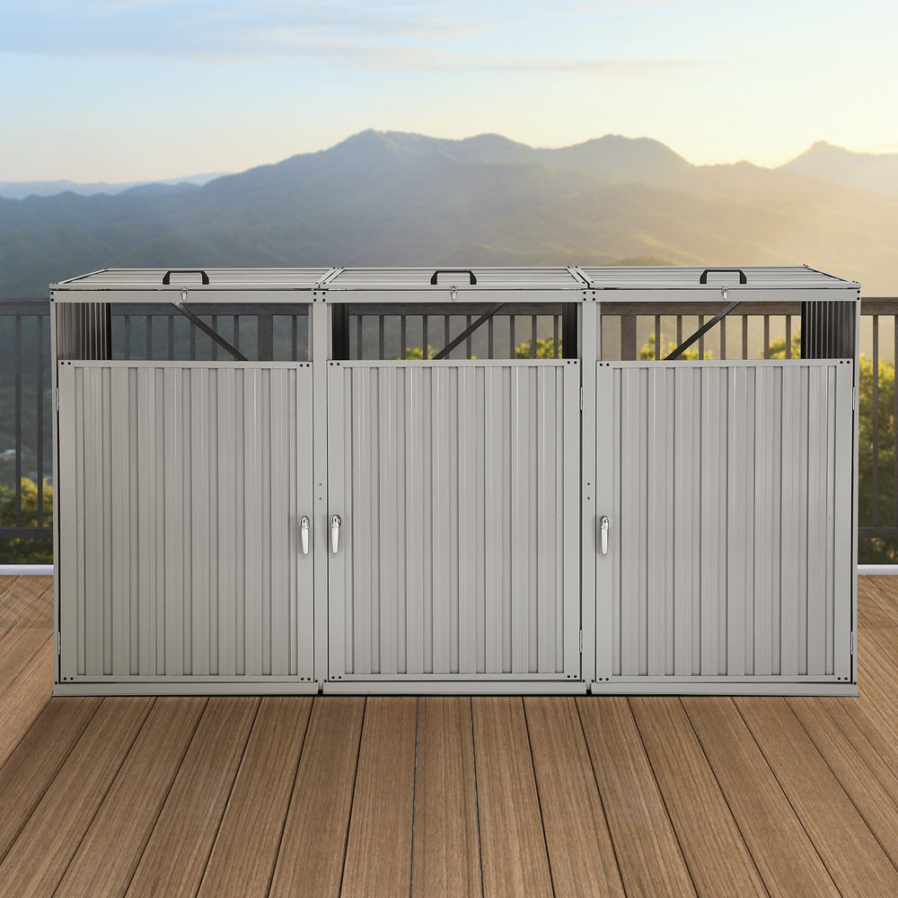 Vevor Trash Can Storage Shed for Three 52.79 Gallon Bins with Lockable Doors and Easy Access Entry New