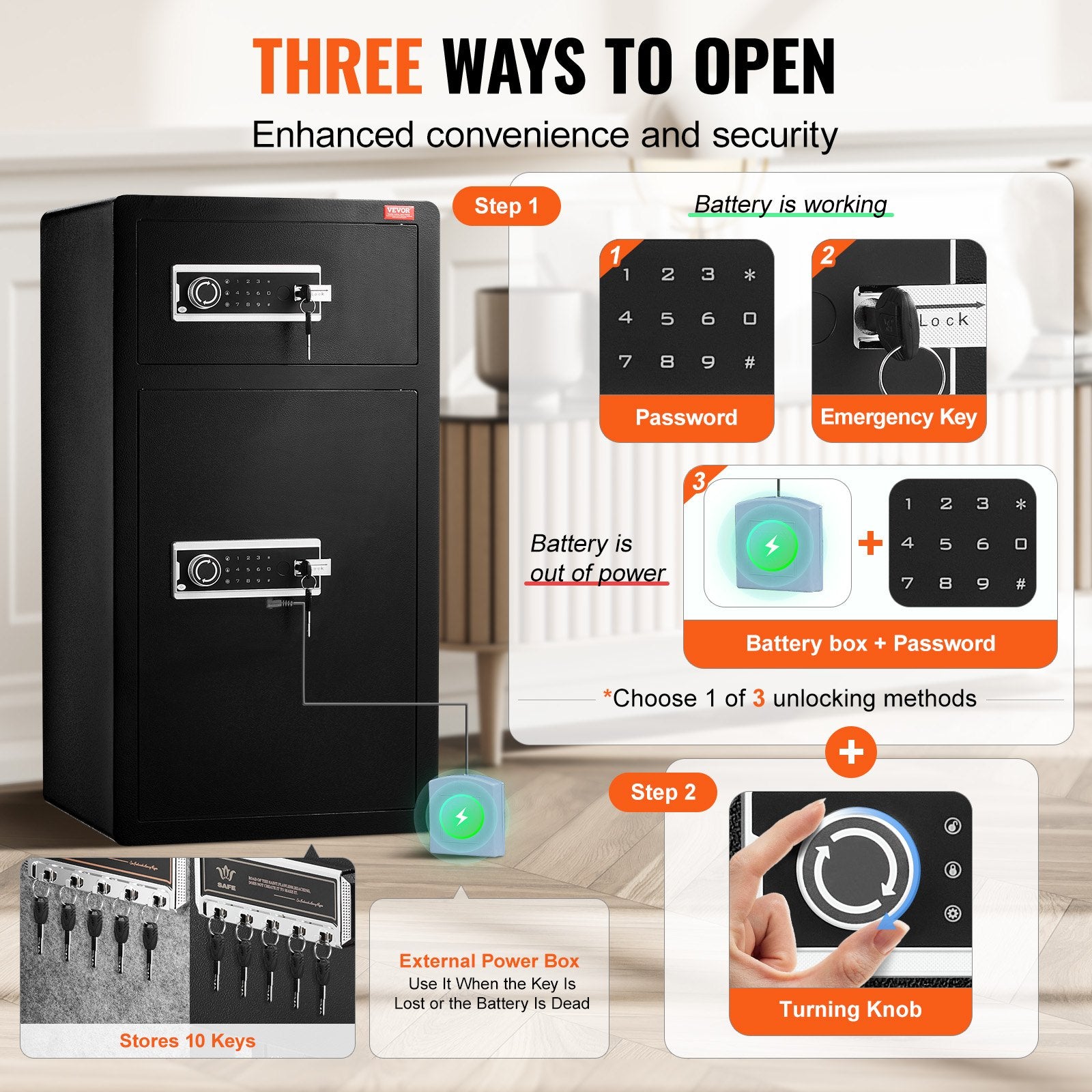 R&O TRADING 電子金庫 safeLocK ライトグレ―SFT−25EA TIGERKING Small Closet Safe With Fingerprint Mini Home Safes FE25FED
