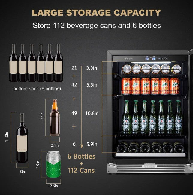 Lanbo LP54BC Beverage Refrigerator 24" 118-Cans 1-Door Design New