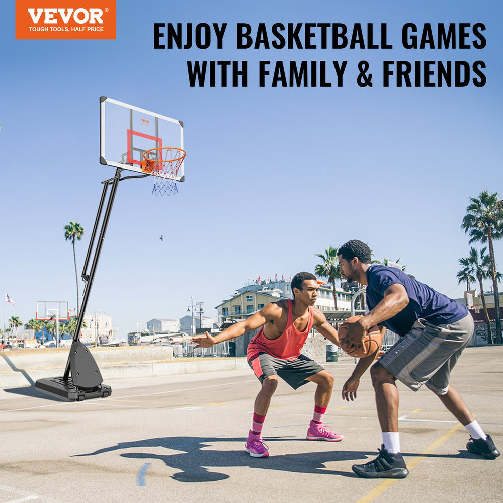 Vevor Basketball Hoop 7.6' to 10' Adjustable Height 50" Backboard with Stand Wheels and Fillable Base New