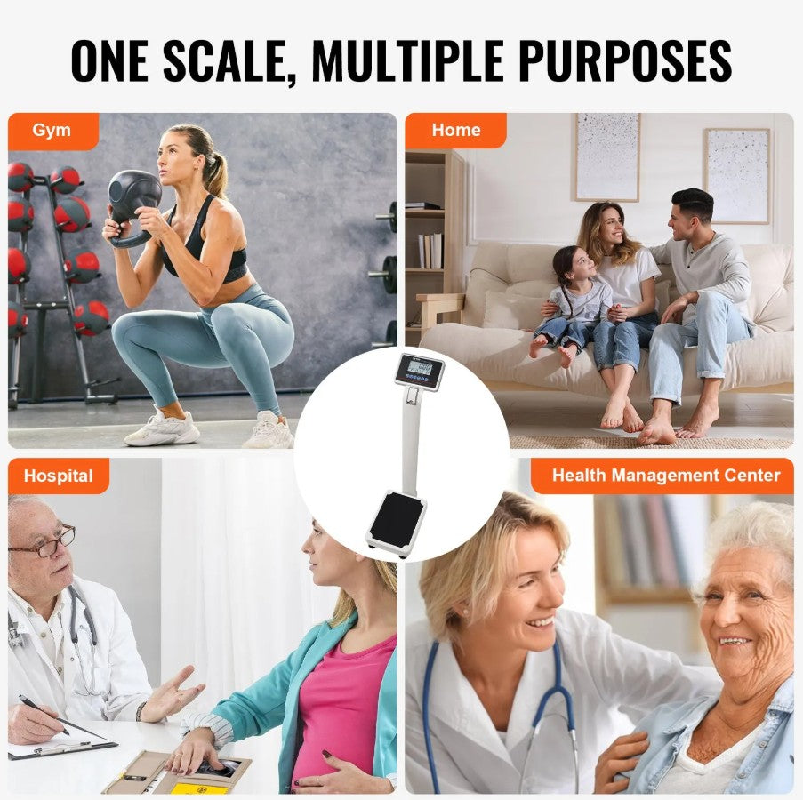 Vevor Professional Medical Digital Scale with Height Rod and 500 Lb Capacity New
