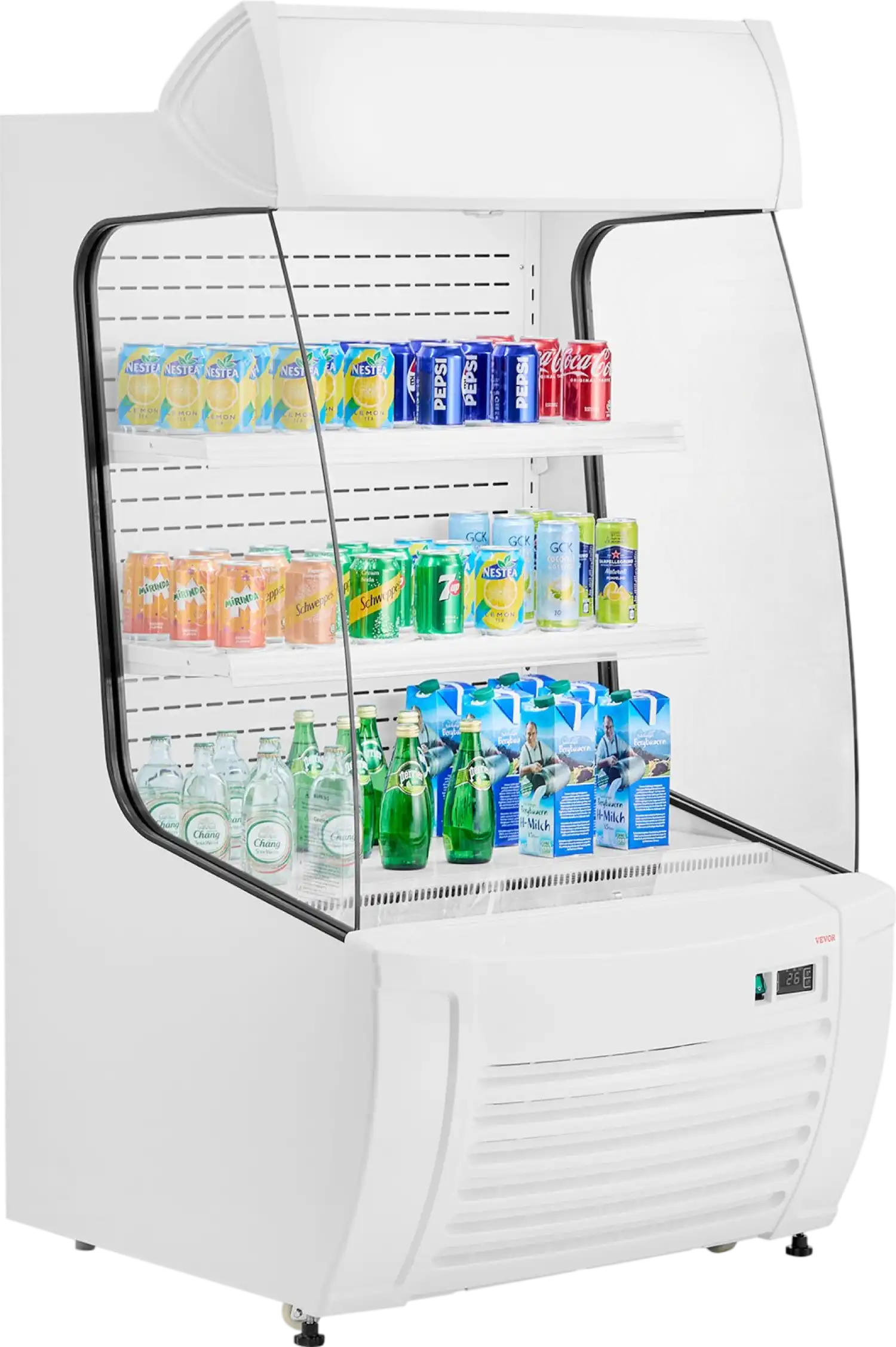 Vevor Open Air Merchandiser 12.7 Cu. Ft. 2-Tier Adjustable Shelves and Energy-Saving Curtain New