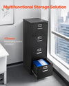Vevor 4-Drawer Locking File Cabinet Vertical Metal Storage for A4/Letter/Legal Size Black New