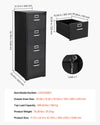 Vevor 4-Drawer Locking File Cabinet Vertical Metal Storage for A4/Letter/Legal Size Black New