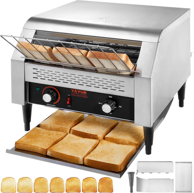 Vevor Commercial Conveyor Toaster 450 Slices per Hour 2600W 7 Speed Levels Stainless Steel New