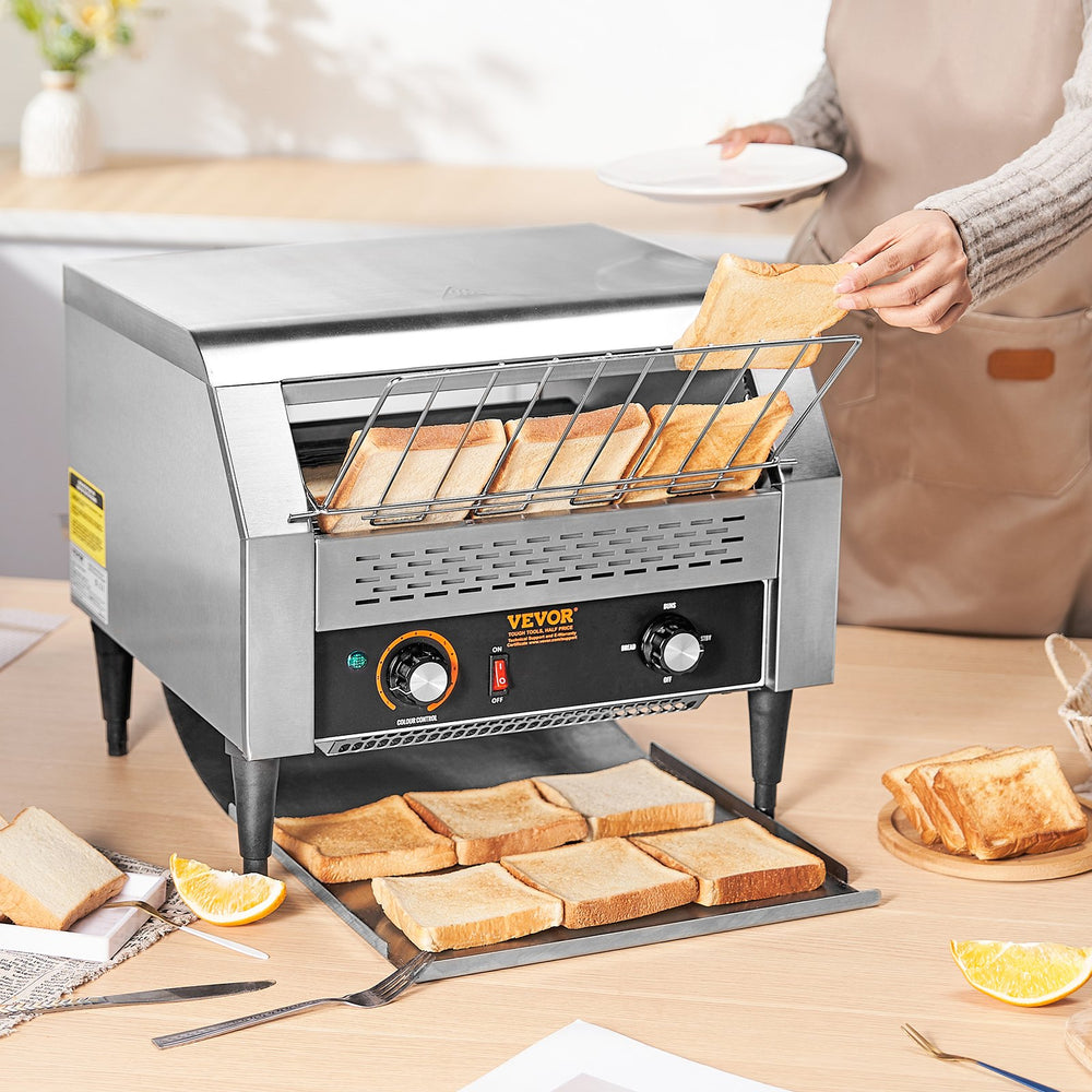 Vevor Commercial Conveyor Toaster 450 Slices per Hour 2600W 7 Speed Levels Stainless Steel New