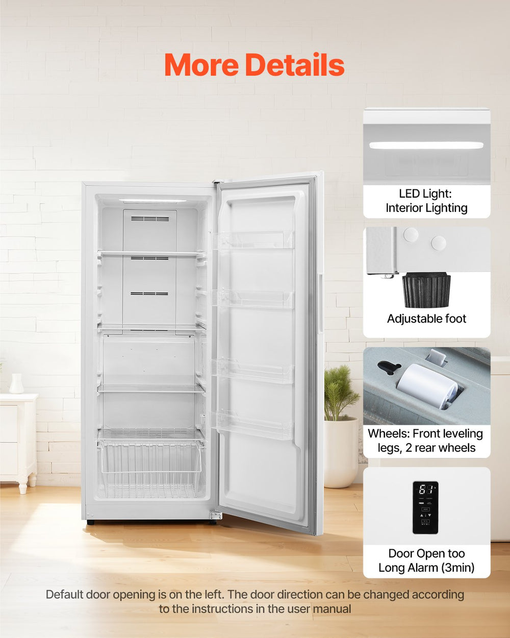 Vevor Convertible Freezer Refrigerator 17 Cu. Ft. Upright Frost Free with Digital Control New