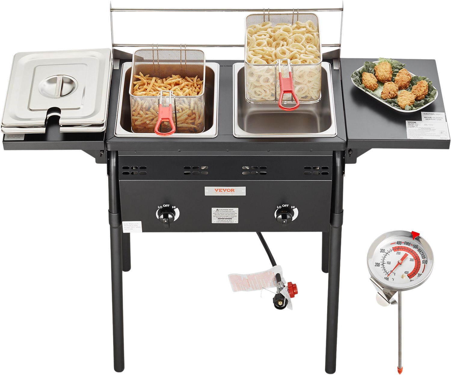 Vevor Commercial Outdoor Deep Fryer Double Burner Propane 16 qt 4 Gal Removable Baskets Stainless Steel New