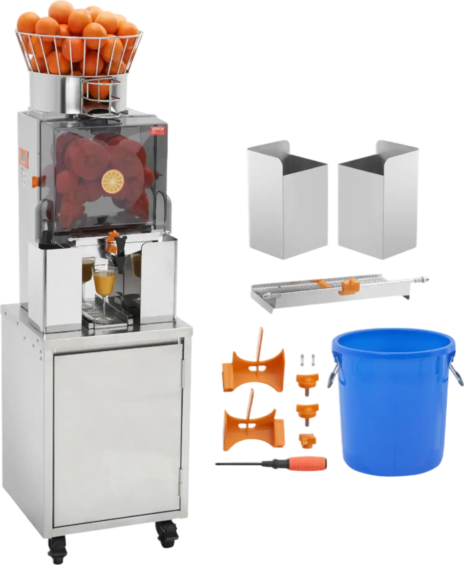 Vevor Commercial Orange Juicer 120W 25 Oranges/Min Auto Feed with Water Tap New