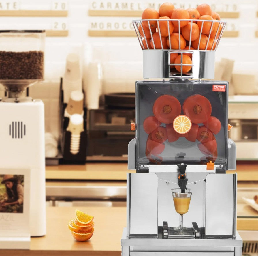 Vevor Commercial Orange Juicer 120W 25 Oranges/Min Auto Feed with Water Tap New