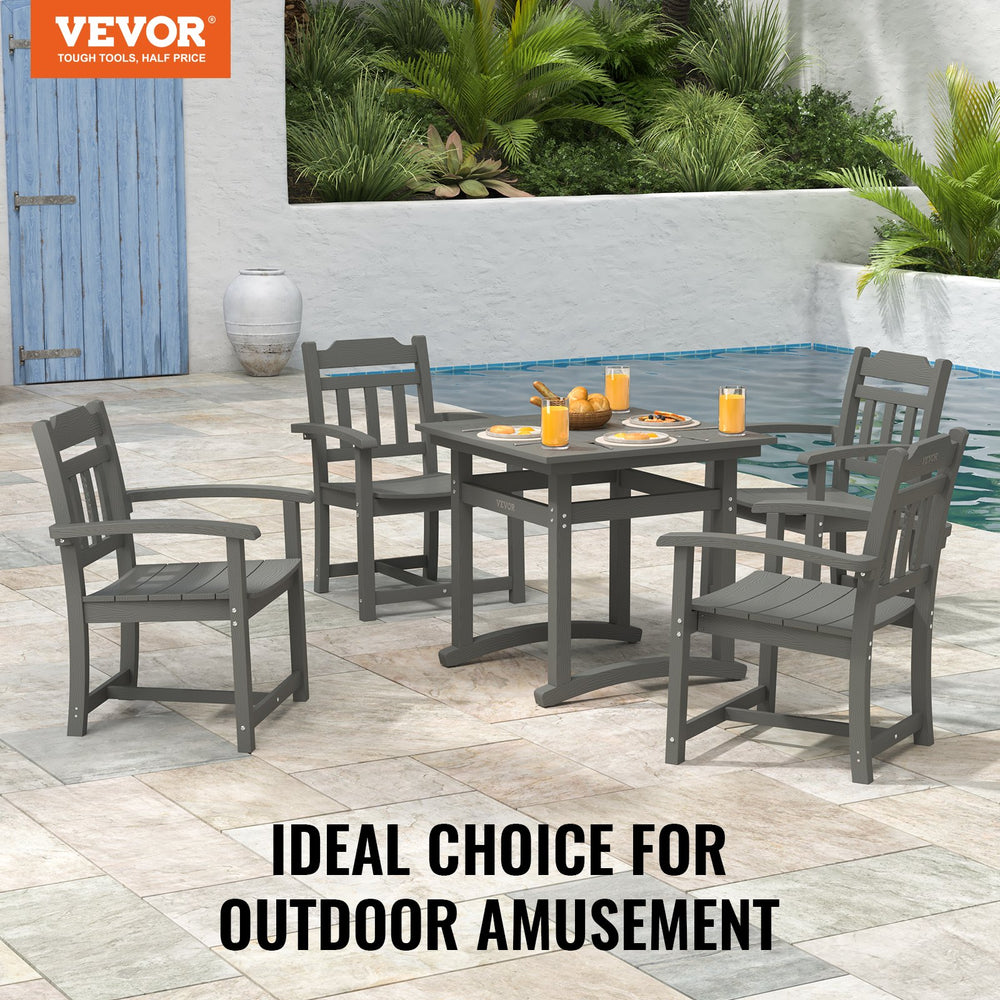 Vevor 5 Piece Patio Dining Set All-Weather Outdoor Table and Armchairs Light Gray New