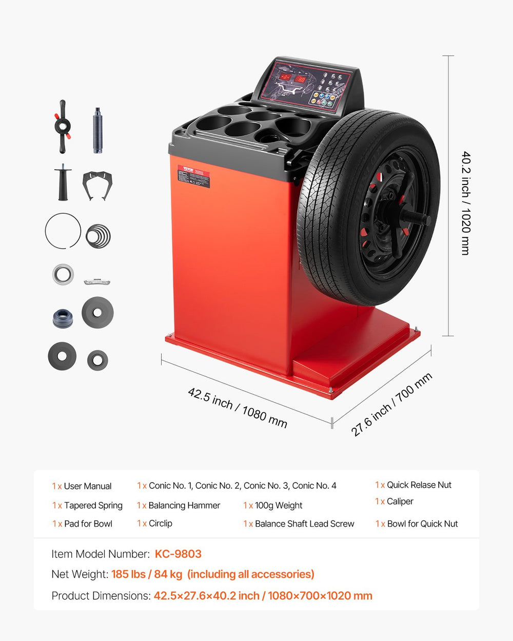 Vevor Precision Tire Balancer with 18" Spindle High Accuracy Machine New