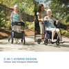 Graham-Field Lumex HybridLX LX1000 2-in-1 Rollator Transport Chair Lightweight New