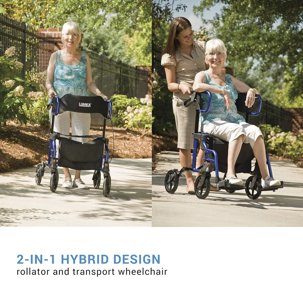 Graham-Field Lumex HybridLX LX1000 2-in-1 Rollator Transport Chair Lightweight New