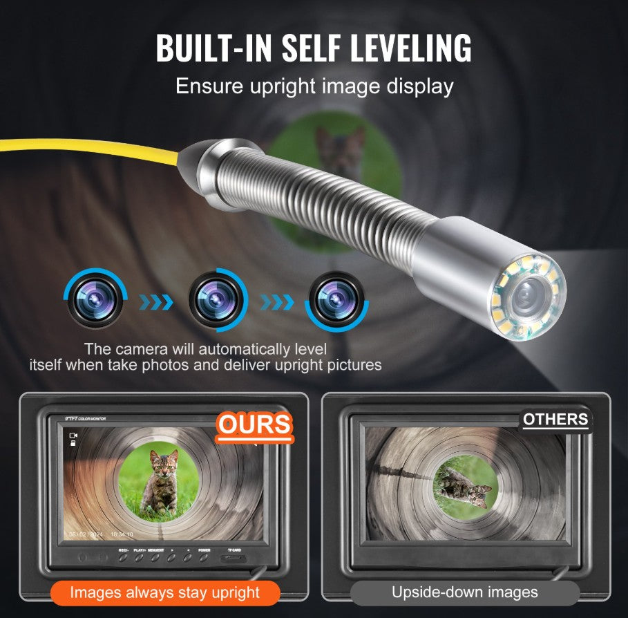 Vevor Self-Leveling Sewer Camera 165' with 512Hz Locator and 36X Zoom New