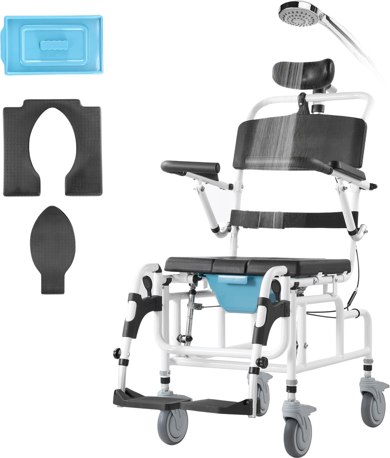 Vevor Shower Wheelchair with Commode Opening and Headrest 17.5