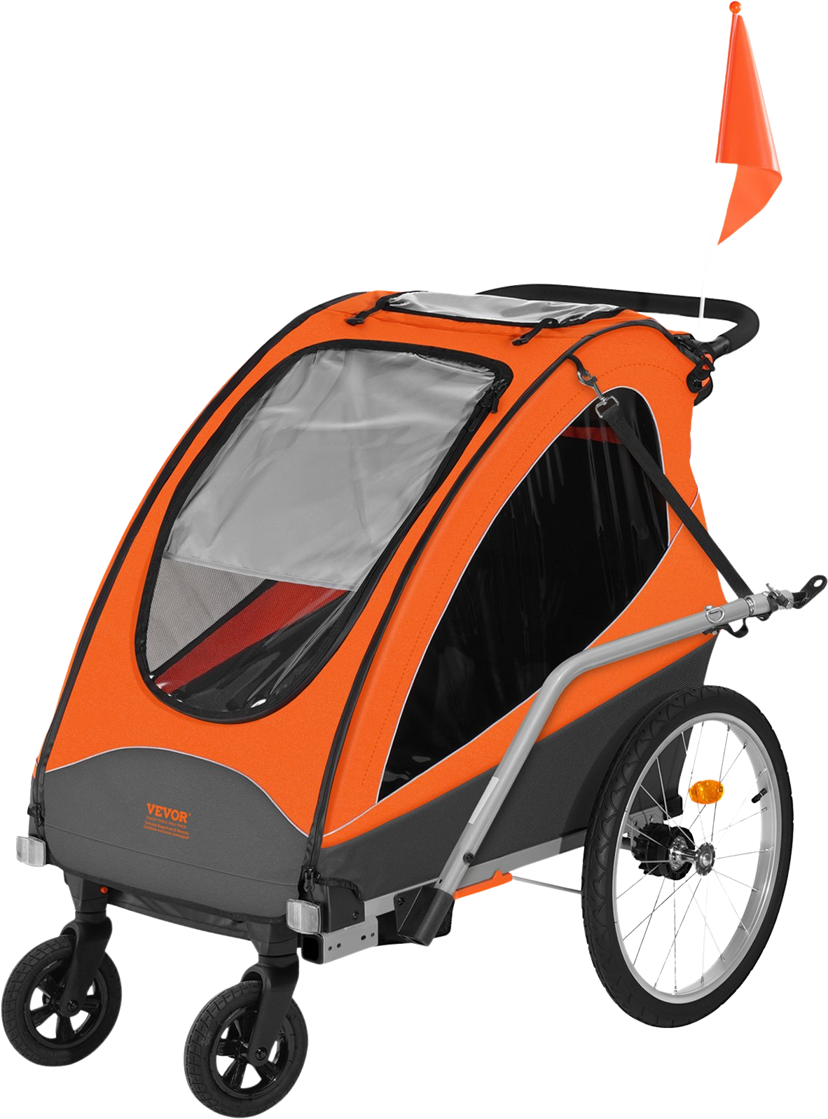 Vevor Bike Trailer Child Carrier 2-in-1 Converts to Stroller 100 Lbs Capacity Foldable 7