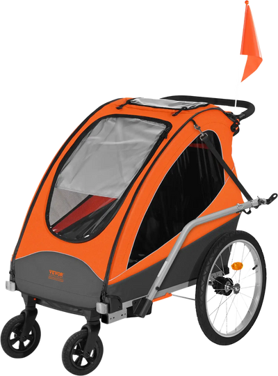Vevor Bike Trailer Child Carrier 2-in-1 Converts to Stroller 100 Lbs Capacity Foldable 7