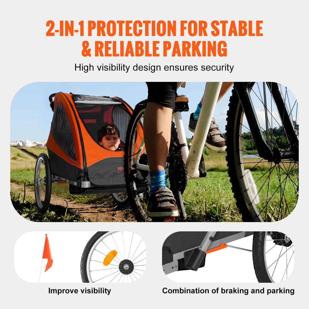 via velo jogging stroller Vevor Bike Trailer Child Carrier 2-in-1 Converts to Stroller 100 Lbs C – FactoryPure