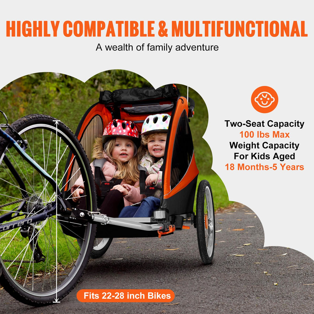 baby stroller bike attachment Vevor Bike Trailer Child Carrier 2-in-1 Converts to Stroller 100 Lbs C – FactoryPure