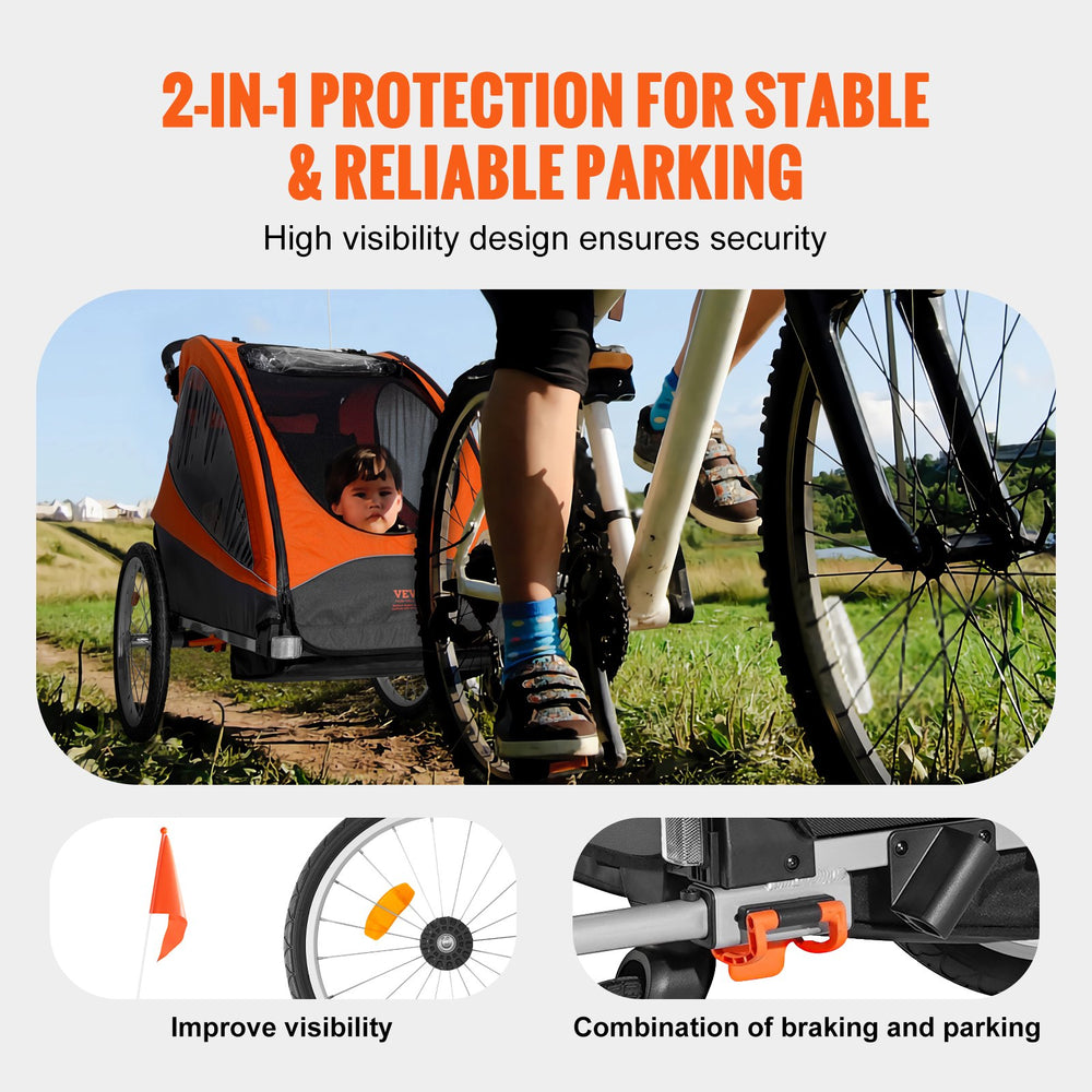 Vevor Bike Trailer 2-in-1 Child Carrier Converts to Stroller 110