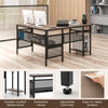 L-shaped computer desk in gray featuring a sturdy powder-coated metal frame and adjustable foot pads for enhanced.