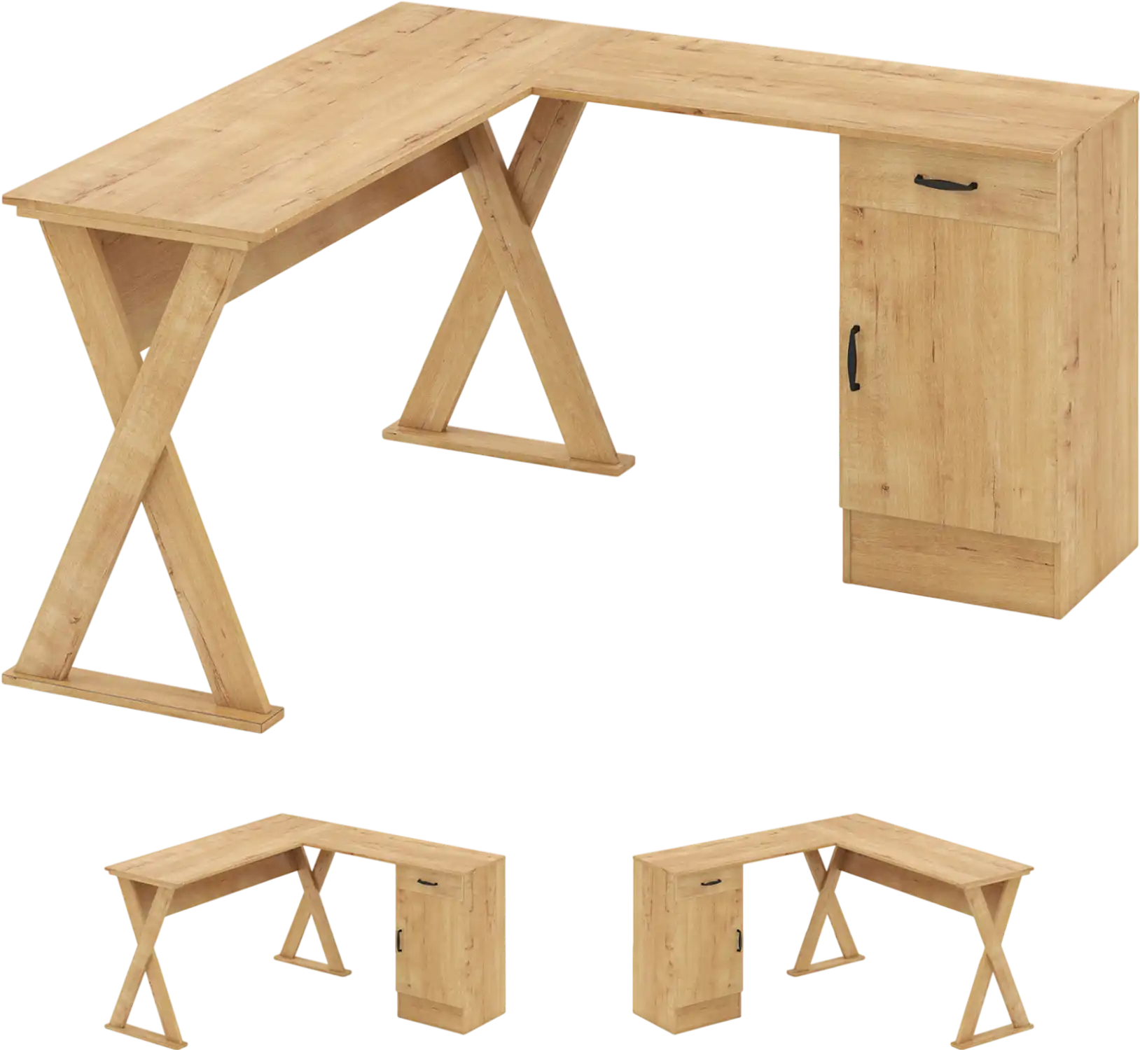 Costway L-Shaped Computer Desk Reversible Drawer Cabinet 20695384 New