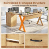 L-shaped computer desk in oak with a reversible drawer and cabinet, designed for efficient small space workstations.